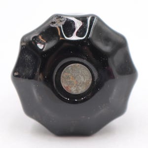 Vintage 1.375 in. Fluted Black Glass Cabinet Knob