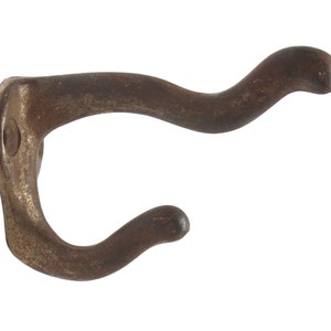 Vintage Brass Plated Iron Curved Double Arm Wall Hook