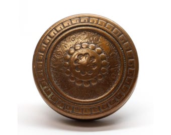 Pomello antico per porta in bronzo Schroder in stile vernacolare del 1880