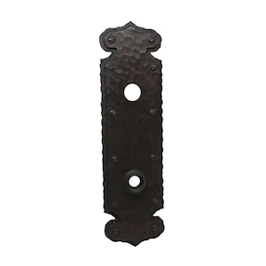Hammered Bronze Antique Door Back Plate with a Dark Patina