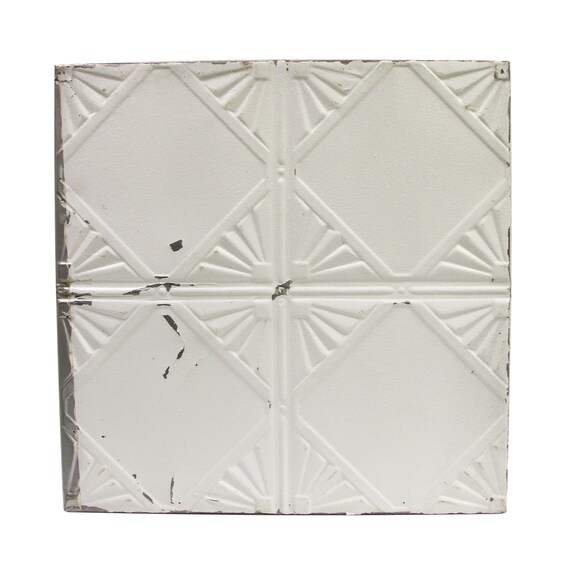 Four Fold Art Deco White Antique Tin Ceiling Panel Etsy
