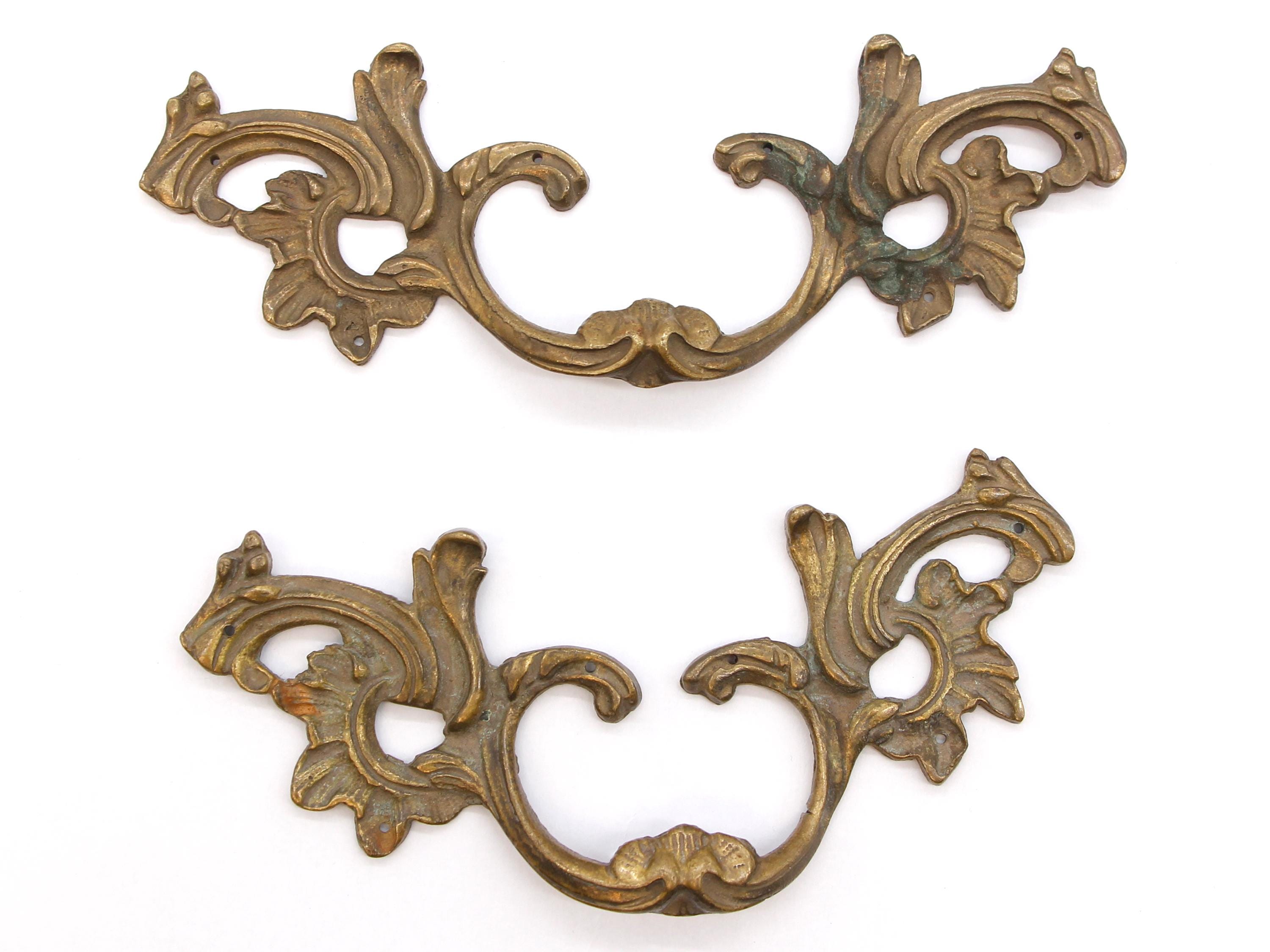 ヴィンテージ フランス製 真鍮製 ドレッサー 引き出し取っ手 ペア