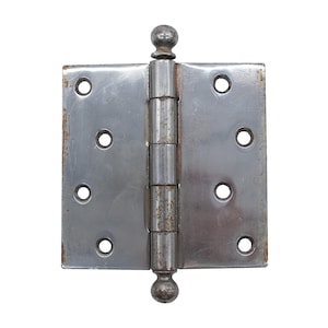 Dobradiça de porta com ponta esférica de aço vintage banhada a níquel 4,5 x 4,5