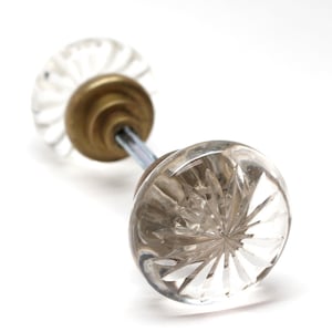 Pomelli per porte con passaggio a stella in vetro trasparente vintage