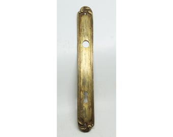 Antieke vergulde messing Franse deurachterplaat van 10,875 inch.