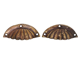 Vintage 2,5 Zoll Bronze ausgebogter Cup Schubladenknauf