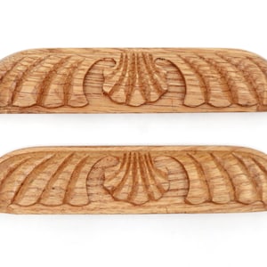 Pair of Carved 7.125 in. Unfinished Oak Drawer Pulls