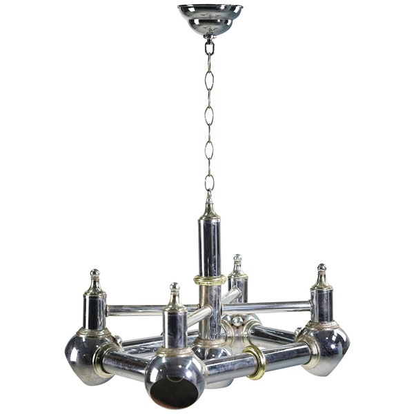 Mid Century Chrome 5 Light Modern Chandelier