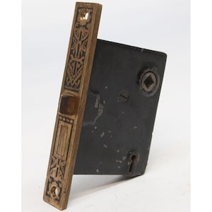 Antique Victorian Brass & Cast Iron Passage Mortise Door Lock