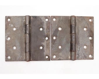 Paar wiedererlangte 6 x 6 Zoll Gusseisen Hintern Türscharniere