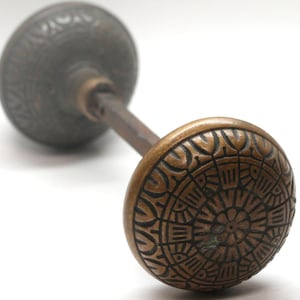 Antique 1890s Kenton Vernacular Four Fold Bronze Door Knobs