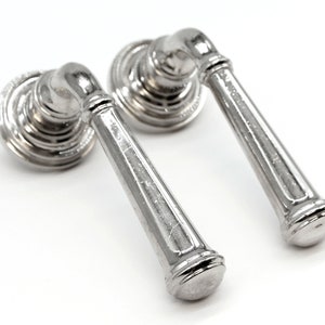 Pair of Vintage Modern Chrome Fixed Lever Door Knob Set