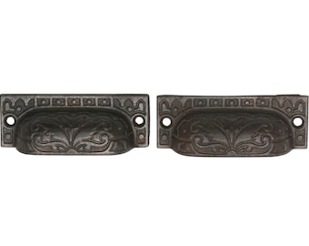 Paar antike 3,5 Zoll Gusseisen viktorianische bin Pulls