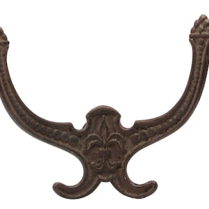 Cast Iron Antique Ornate Double Arm Wall Hall Tree Hook
