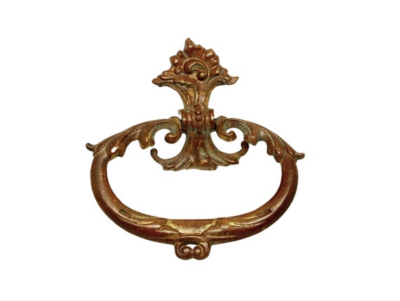 Bague Ancienne En Bronze Années 1800 - Modèle Floral Artisanal - Taille 1.9 Cm - Vintage