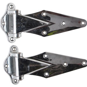 Pair of Chrome 7 in. Vintage Ice Box Surface Mount Hinges
