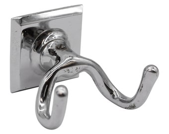 Modern Double Arm Chrome Plated Cast Brass Wall Hook