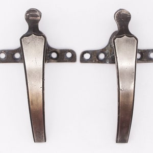 Pair of Brushed Nickel & Black Brass Window Lever Locks