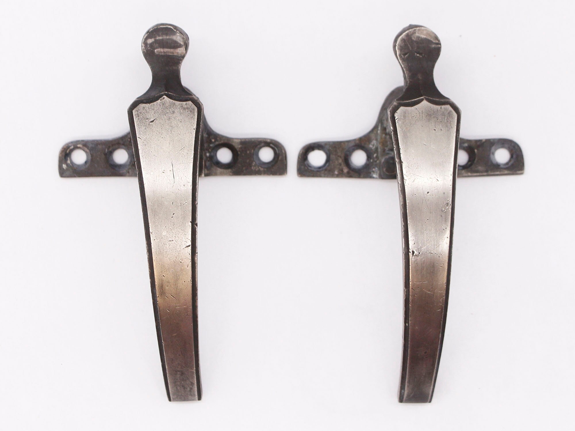 Pair of Brushed Nickel & Black Brass Window Lever Locks