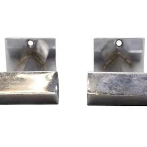 Pair of Vintage European Square Bar Chrome Over Aluminum Brackets