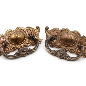 Pair of Victorian Brass Drawer Pulls with Steel Handle