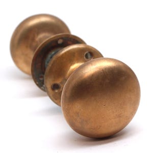Pair of Plain Brass Door Knobs with Rosettes