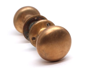Pair of Plain Brass Door Knobs with Rosettes