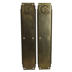 Pair of Art Deco Corbin Philadelphia Civic Center Door Push Plates