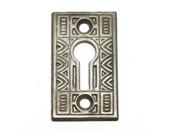 Antique 1.875 in. Art Deco Cast Iron Door Keyhole Cover Plate