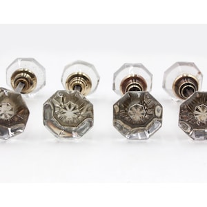Pomelli per porte di passaggio in vetro trasparente ottagonale antico, set per casa