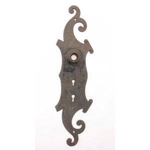 Art Nouveau 13.75 in. Cast Iron Double Keyhole Door Back Plate