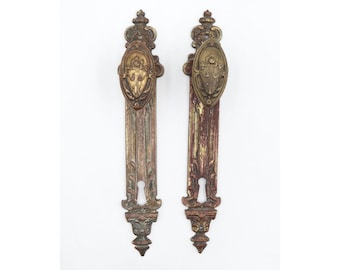 Antieke bronzen ovale Franse sierdeurknopset