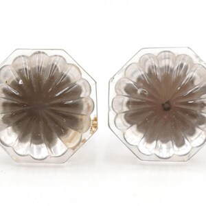 Coppia di pomelli vintage in vetro ottagonali con decorazione floreale, da 1,25 pollici.
