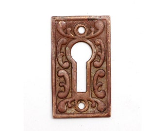 Antique 1.687 in. Brass Victorian Door Keyhole Cover Plate