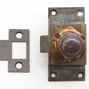Vintage Brass Hexagonal Shaped Cabinet Door Latch and Knob