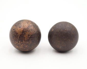 Pair of Rustic 1.25 in. Bronze Ball Shaped Drawer Cabinet Knobs