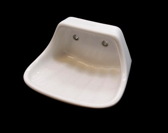 European Vintage White Ceramic Surface Mount Soap Dish