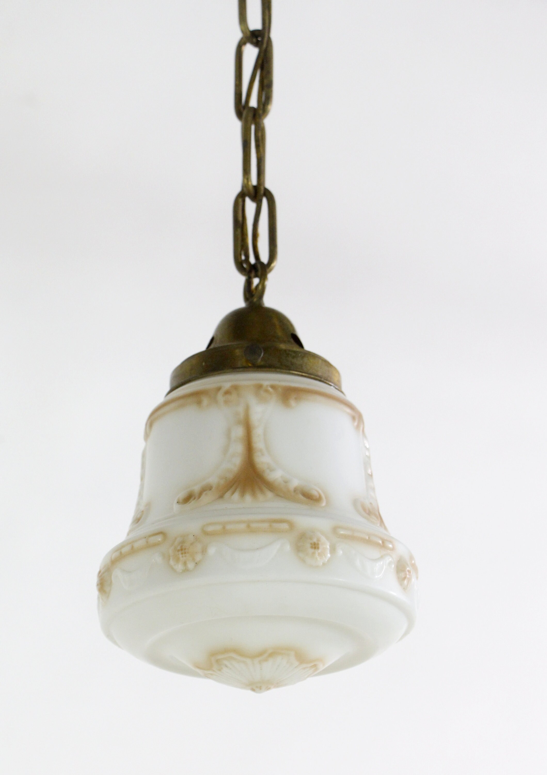 Hand Painted 1910s Victorian Cast Glass Vestibule Pendant Light - Etsy