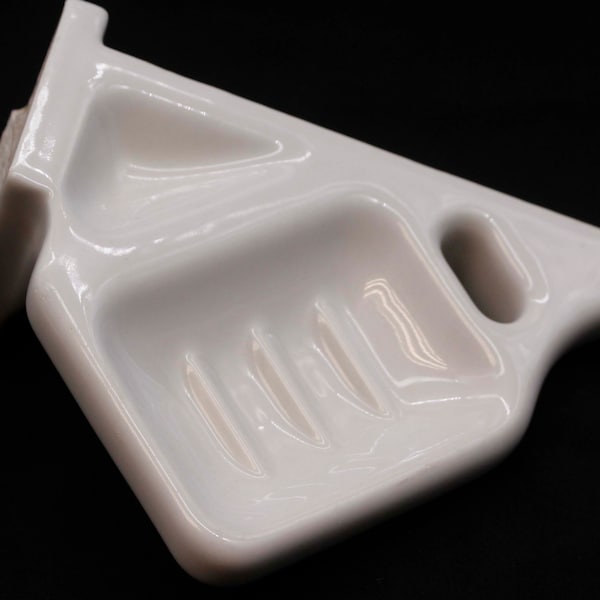 Sabonete de parede de canto branco de cerâmica vintage e 1 suporte para escova de dentes