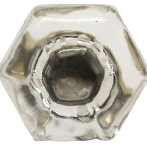 Vintage 1.75 in. Clear Hexagon Glass Cabinet Knob with Brass Shank