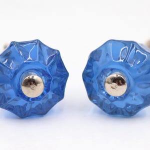 Pair of Vintage 1.125 in. Blue Glass Cabinet Knobs