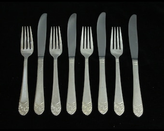 Waldorf Astoria Art Deco Dinner Knife & Fork Flatware 8 Piece Set