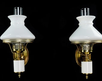 Traditional Antique Brass Wall Sconce With Off White Shade