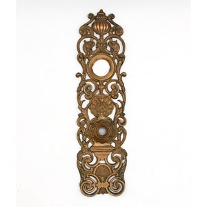 Antique Victorian 13.25 in. Reading Bronze Cut Out Door Back Plate