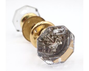 あき・使用中　八角形ガラスドアノブ　アンティークガラス　ヴィンテージ　古道具 ヴィンテージ 八角形ガラス弾丸パッセージドアノブセット - Etsy 日本
