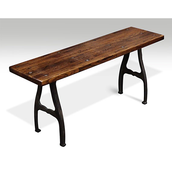 Industrial Flooring Bench With Cast Iron Legs Etsy