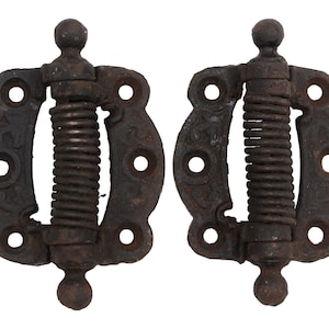 Pair of Antique Ball Tip Cast Iron Screen Door Spring Hinges