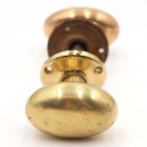 Vintage Oval Brass & Copper Passage Door Knob Set