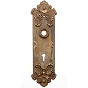 Antique 8.75 in. Pressed Steel Victorian Door Back Plate