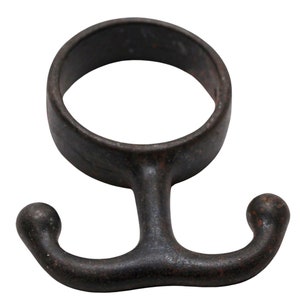 Vintage Black Cast Iron Round Closet Bar Double Arm Hook